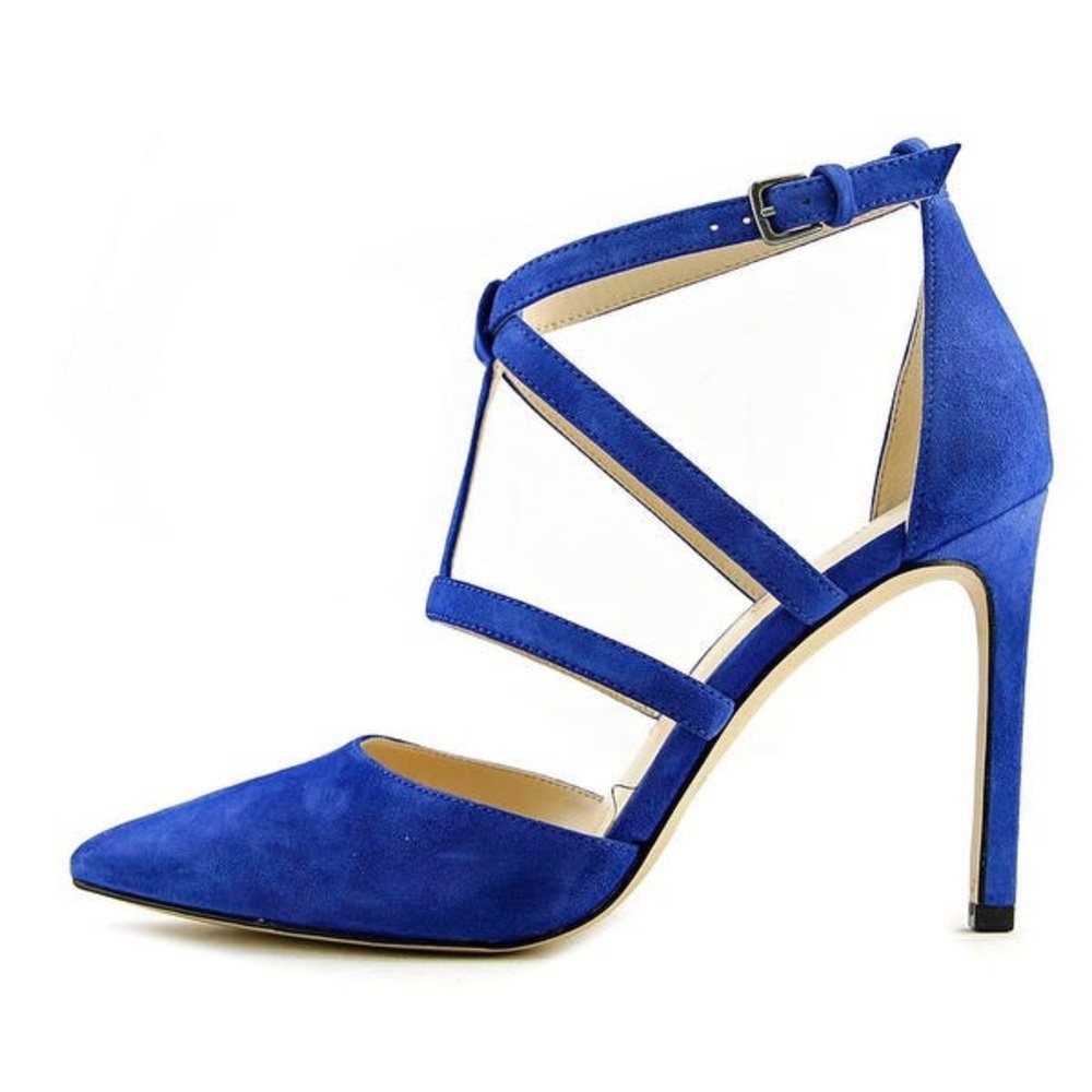 Nine West Tenlee Caged Heel in Blue Suede